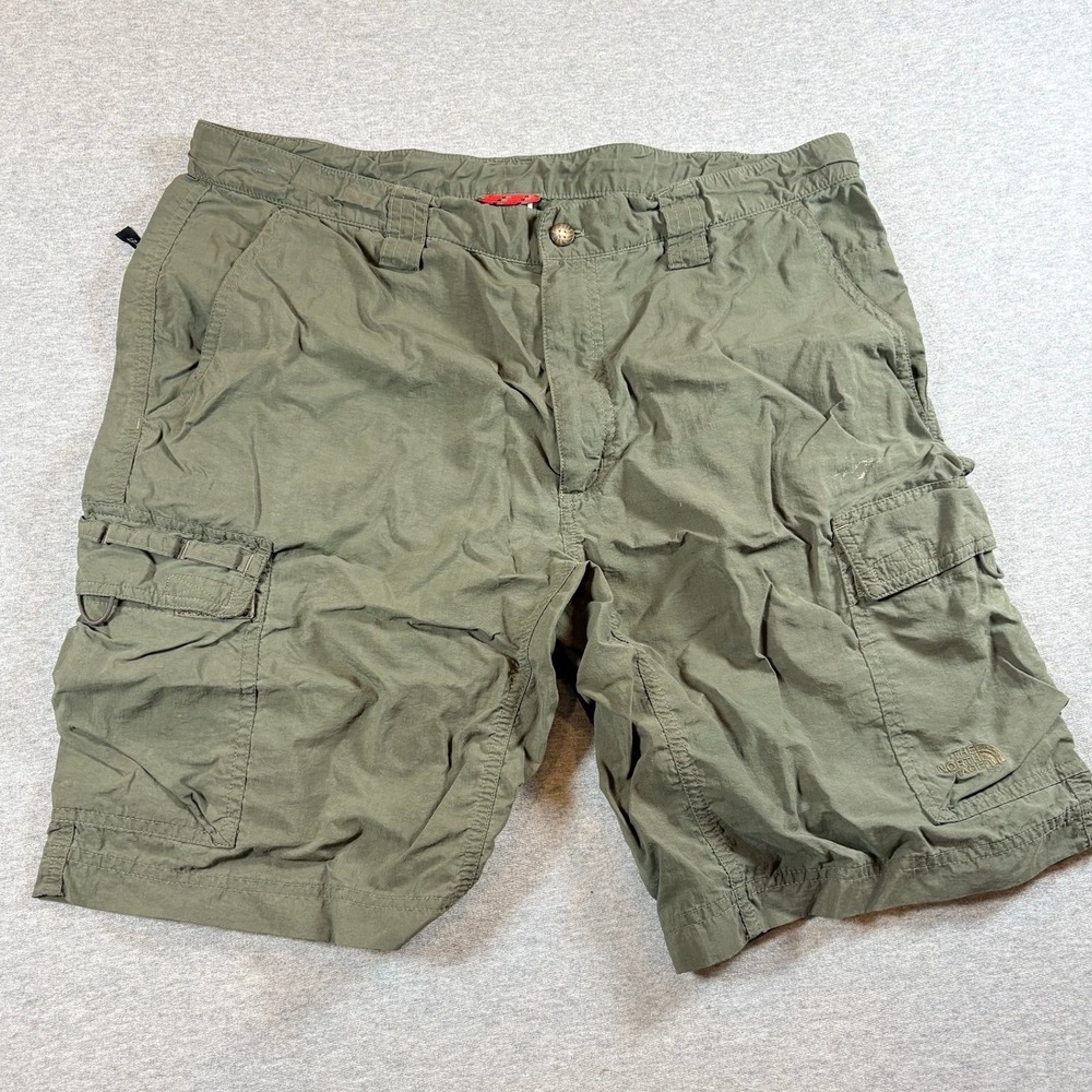 The North Face Cargo Shorts Mens Medium Olive Green Hiking Outdoor Utility